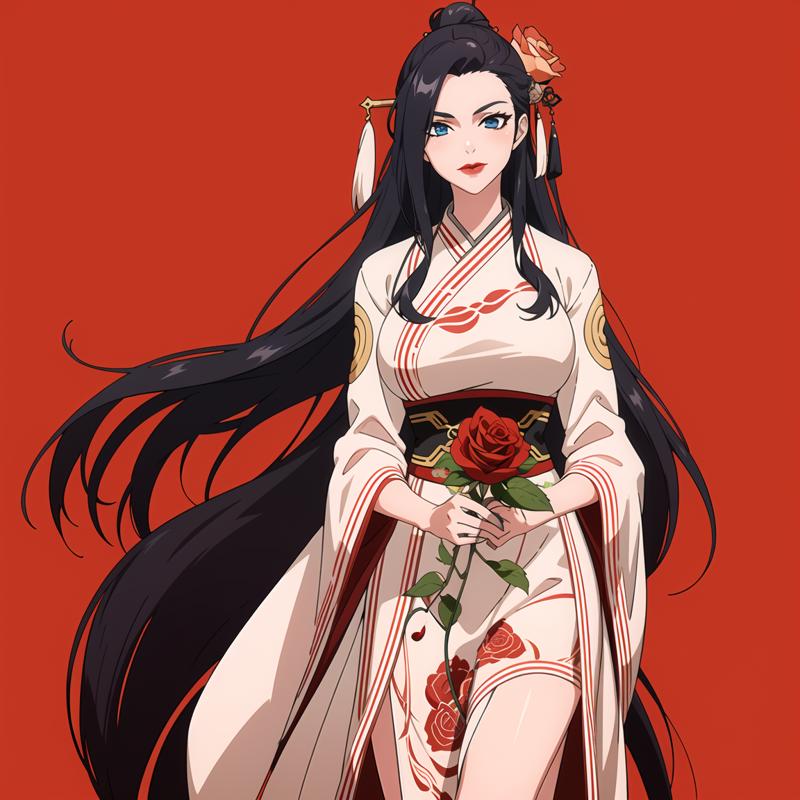 00056-500867137-1girl,Hanfu Ru Skirt 1girl black hair,chinese clothes,blue eyes,holding flower,lips ,lipstick ,makeup, red flower red lips red r.png